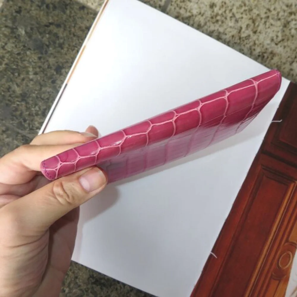 TIFFANY Fuchsia Genuine Crocodile Passport Cover And Card Holder